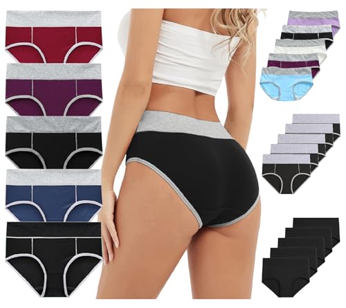 Unterhosen Damen, 5er Pack Stretch Baumwolle Hohe Taille Slips Damen Atmungsaktiv Panties Weich Frauen Unterwäsche 5er Pack Hohe Taille Slips Baumwolle Unterwäsche, Stretch Atmungsaktiv Panties Weich von POIUIYQA