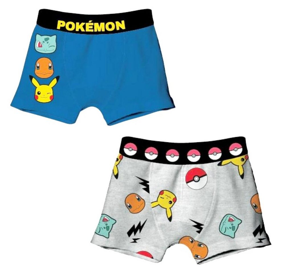 POKÉMON Boxershorts Pokemon Pikachu Friends Kinder Jungen Unterhose 2er Pack Gr. 110 bis 152 von POKÉMON