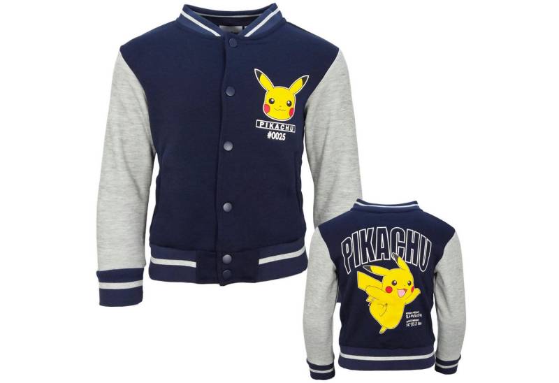 POKÉMON Collegejacke Pokémon Pikachu Kinder Baseballjacke Jungen Jacke mit Druckknöpfen Gr. 98 bis 128 von POKÉMON