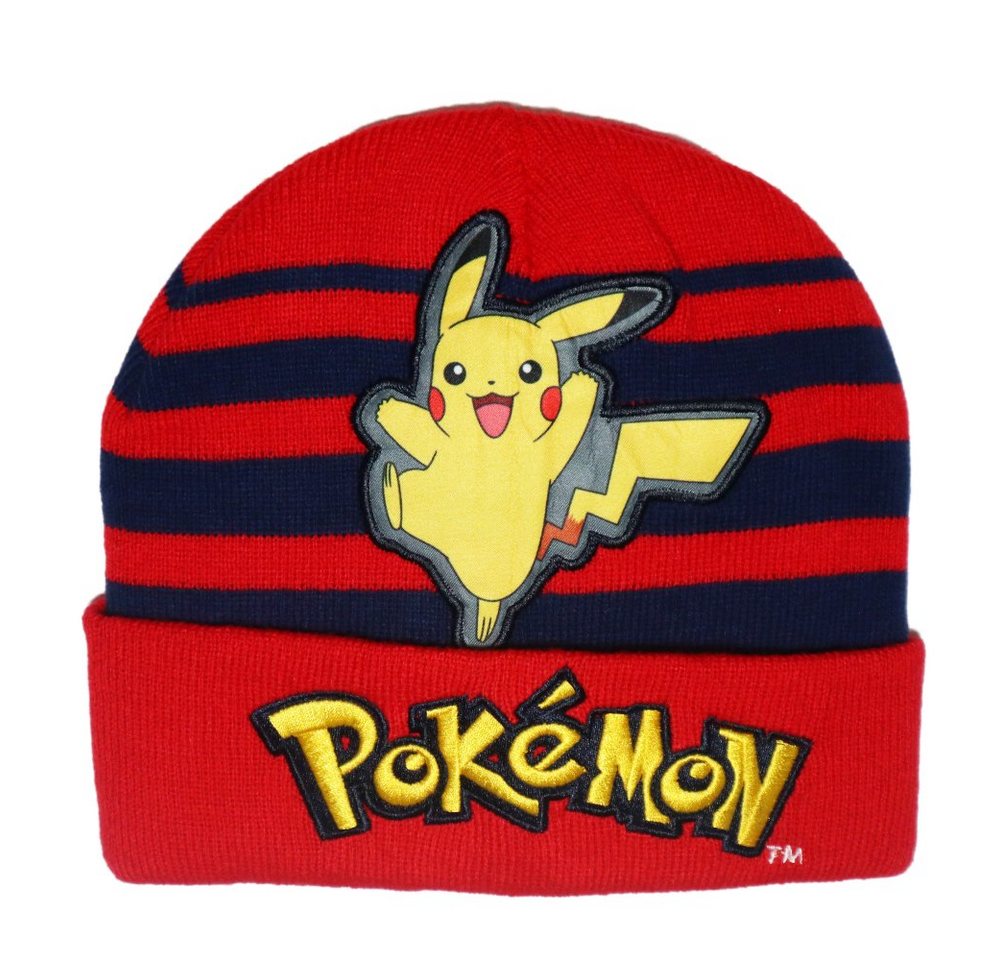 POKÉMON Fleecemütze Anime Pokemon Pikachu Jungen Herbst Wintermütze bestickt Gr. 54/56 von POKÉMON