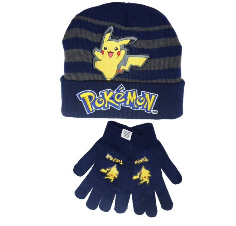 POKÉMON Fleecemütze Pokemon Pikachu Jungen Herbst Wintermütze plus Handschuhe Gr. 54/56 von POKÉMON