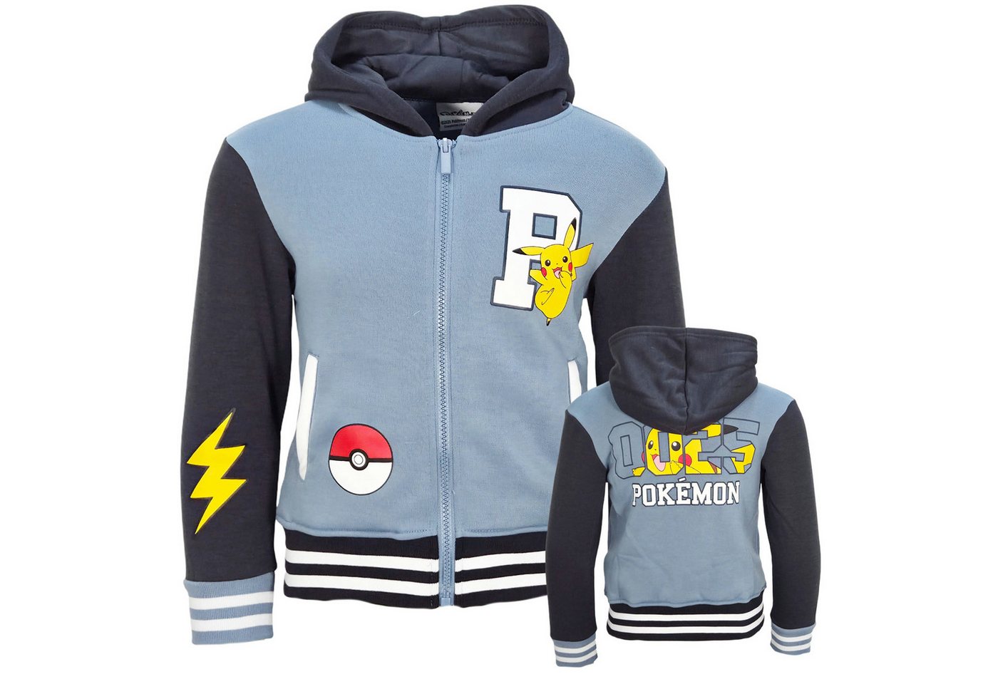 POKÉMON Kapuzenpullover Pokemon Pikachu Kinder Jungen Hoodie Jacke Gr. 98 bis 128 von POKÉMON