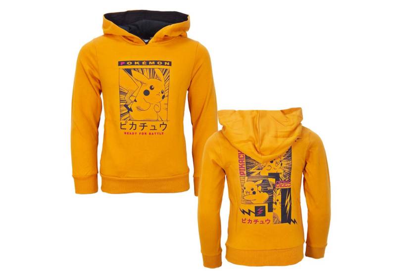 POKÉMON Kapuzenpullover Pokemon Pikachu Kinder Jungen Hoodie Pulli Kapuzenpullover 100% Baumwolle, Gr. 104 bis 152 von POKÉMON