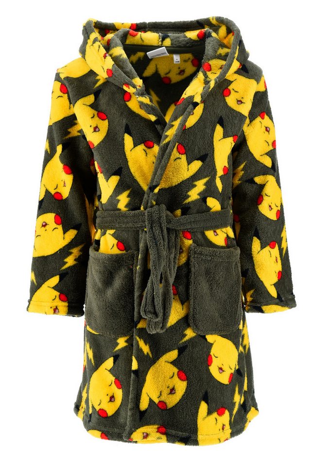 POKÉMON Kinderbademantel Kinder Bademantel Pikachu Jungen mit Kapuze aus Fleece von POKÉMON