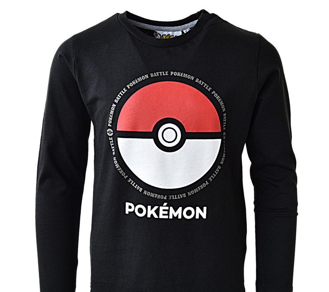 POKÉMON Langarmshirt Pokéball Jungen Kinder Shirt aus 100% Baumwolle Gr. 128 - 164 cm von POKÉMON