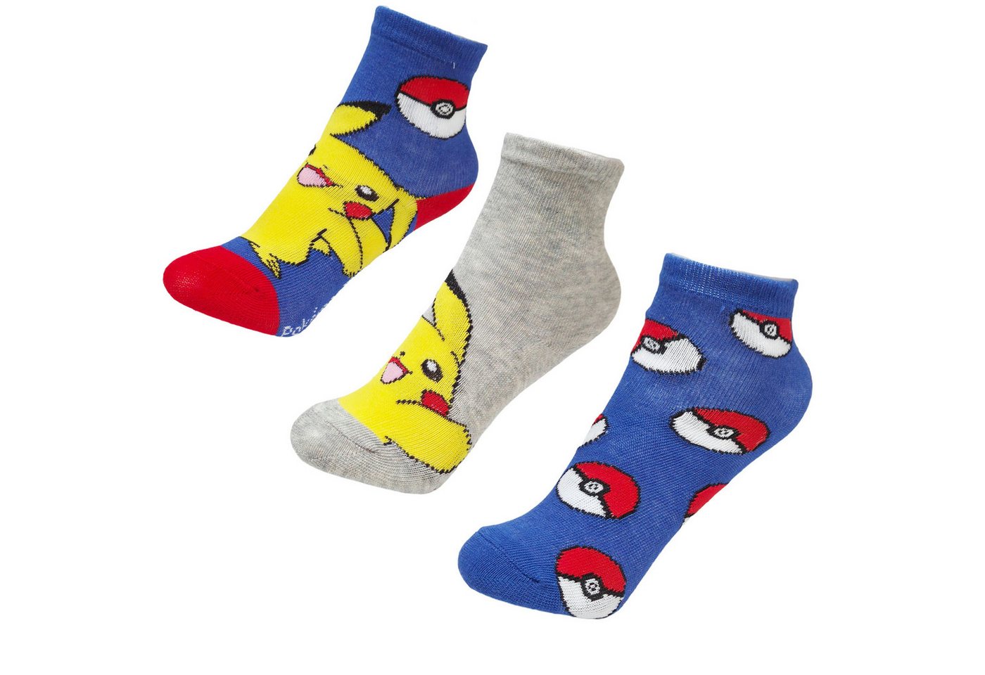 POKÉMON Langsocken Pokemon Pikachu Pokeball Kinder lange Socken 3er Pack Gr. 23-34 (3-Paar) von POKÉMON