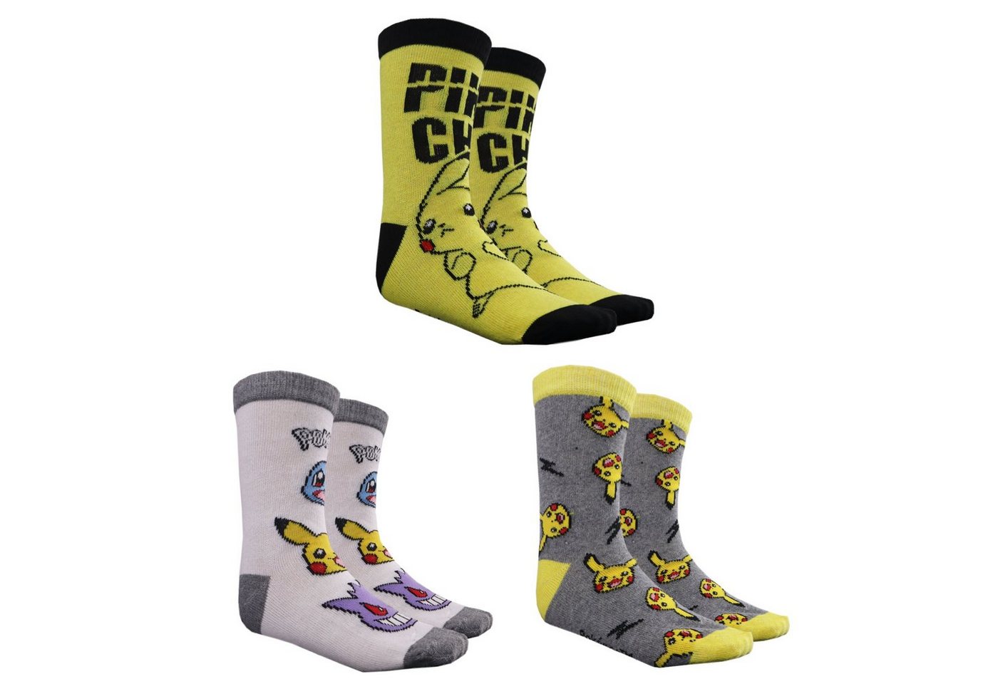 POKÉMON Langsocken Pokemon Pikachu and Friends 3er-Pack Jungen Socken (3-Paar) Gr. 23 bis 34 von POKÉMON