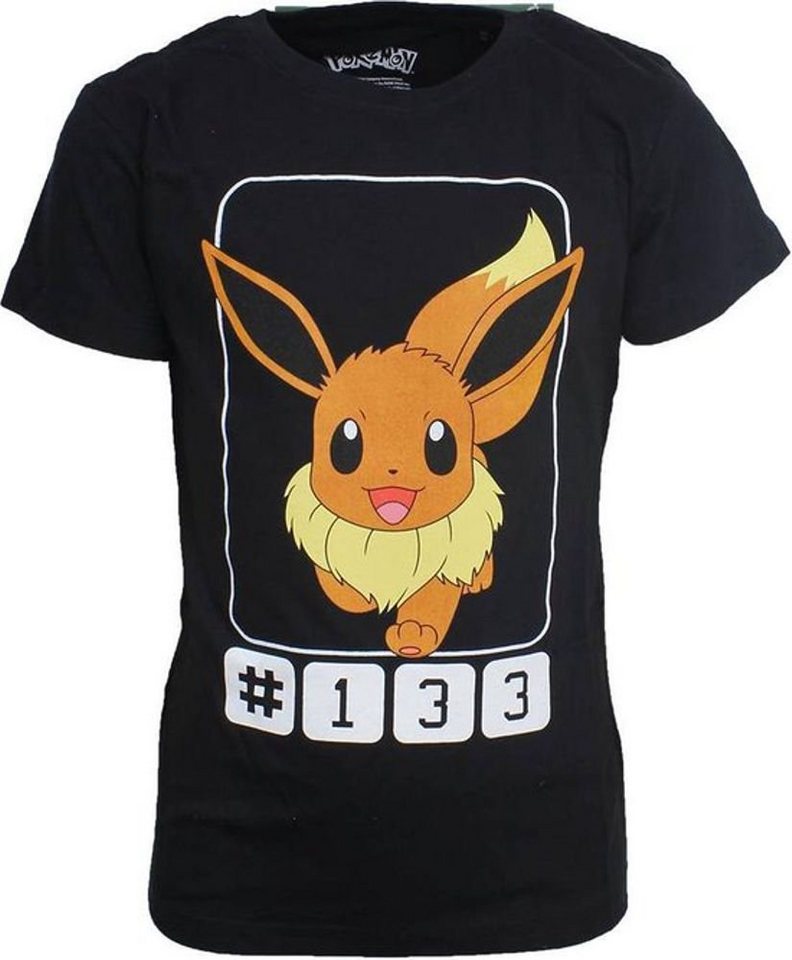 POKÉMON Print-Shirt Pokemon Kinder T-Shirt Eevee Jungen und Mädchen Schwarz 86 92 98 104 122 128 2 3 4 5 6 7 8 Jahre von POKÉMON