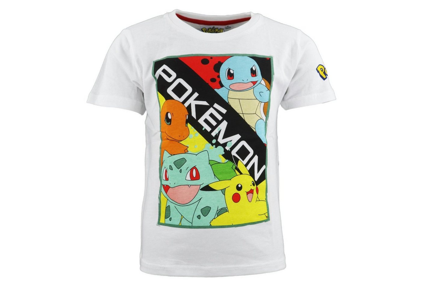 POKÉMON Print-Shirt Pokemon Pikachu Glumanda Shiggy Bisasam Kinder jungen T-Shirt Gr. 110 bis 152, in Weiß, aus 100% Baumwolle von POKÉMON