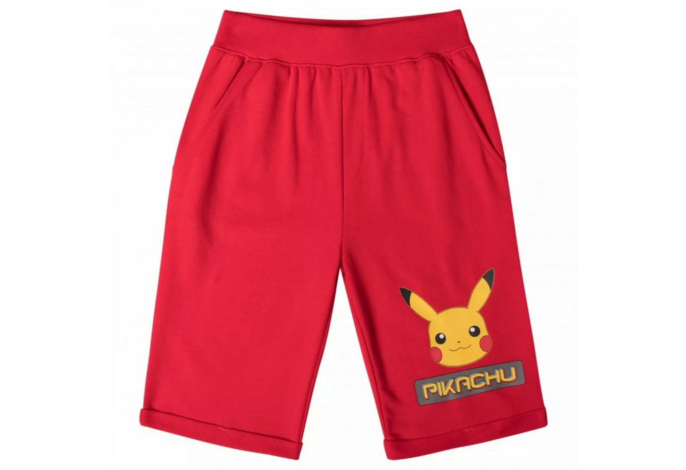 POKÉMON Shorts Pokemon Pikachu Jungen Kinder Sommer Shorts Gr. 110 biis 152, Rot Grau von POKÉMON