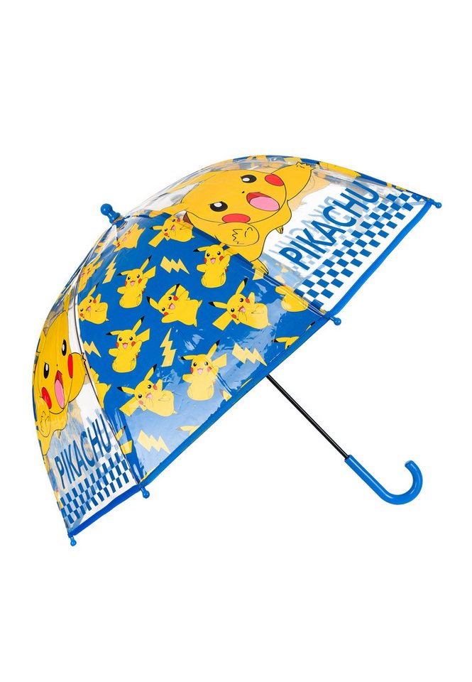 POKÉMON Stockregenschirm Kinderregenschirm Pikachu Stockschirm transparent blau von POKÉMON