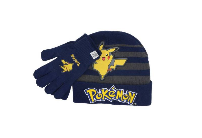 POKÉMON Strickmütze Mütze und Handschuhe für Kinder Perfekter Schutz im Winter von POKÉMON