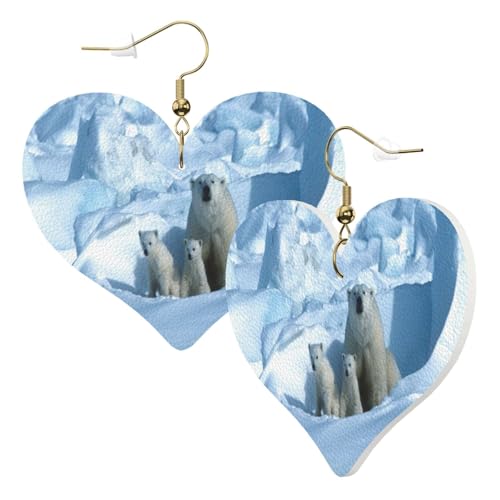 1 Paar Leder-Ohrring für Damen, Bären-Druck, Leder-Ohrringhaken, geeignet für Partys und den Alltag, Einheitsgröße von POKIKKJH