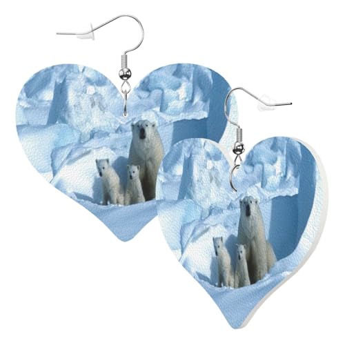 1 Paar Leder-Ohrring für Damen, Bären-Druck, Leder-Ohrringhaken, geeignet für Partys und den Alltag, Einheitsgröße von POKIKKJH