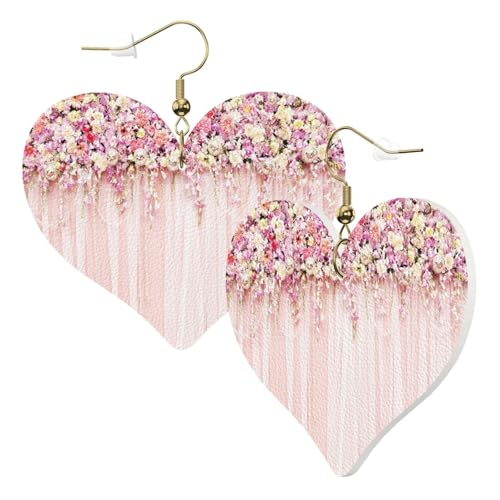 1 Paar Leder-Ohrring für Damen, Blumen-Wanddruck, Leder-Ohrringhaken, geeignet für Party, Alltag, Einheitsgröße von POKIKKJH