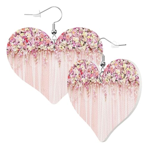 1 Paar Leder-Ohrring für Damen, Blumen-Wanddruck, Leder-Ohrringhaken, geeignet für Party, Alltag, Einheitsgröße von POKIKKJH