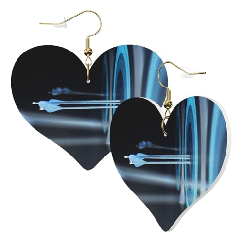 1 Paar Leder-Ohrring für Damen, Dartpfeil-Druck, Leder-Ohrringhaken, geeignet für Party, Alltag, Einheitsgröße von POKIKKJH