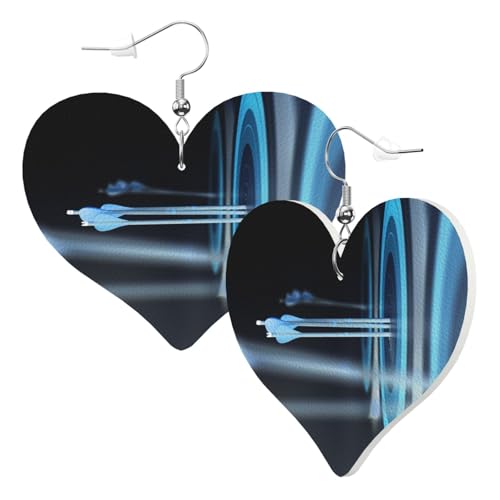 1 Paar Leder-Ohrring für Damen, Dartpfeil-Druck, Leder-Ohrringhaken, geeignet für Party, Alltag, Einheitsgröße von POKIKKJH