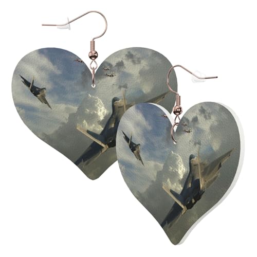 1 Paar Leder-Ohrring für Damen, Flugzeugdruck, Leder-Ohrringhaken, geeignet für Party, Alltag, Einheitsgröße von POKIKKJH