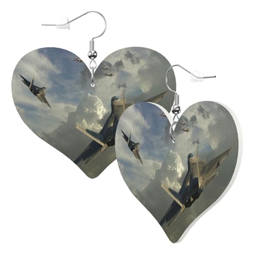 1 Paar Leder-Ohrring für Damen, Flugzeugdruck, Leder-Ohrringhaken, geeignet für Party, Alltag, Einheitsgröße von POKIKKJH