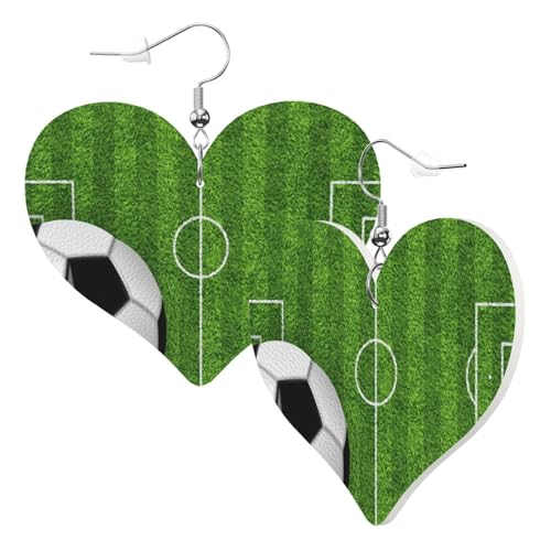 1 Paar Leder-Ohrring für Damen, Fußball-Sportdruck, Leder-Ohrringhaken, geeignet für Partys und den Alltag, Einheitsgröße von POKIKKJH