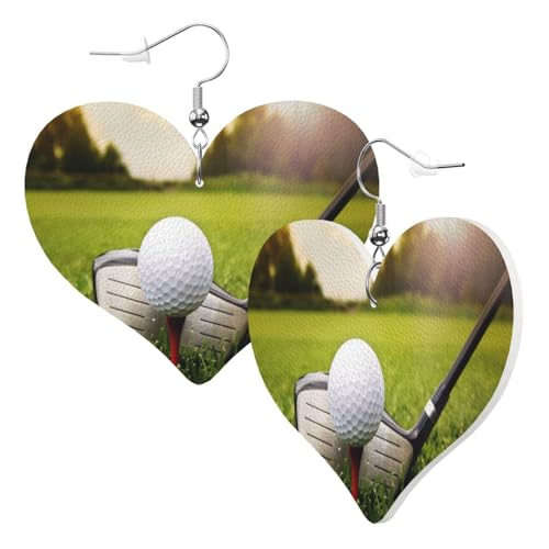 1 Paar Leder-Ohrring für Damen, Golfball-Druck, Leder-Ohrringhaken, geeignet für Party, Alltag, Einheitsgröße von POKIKKJH