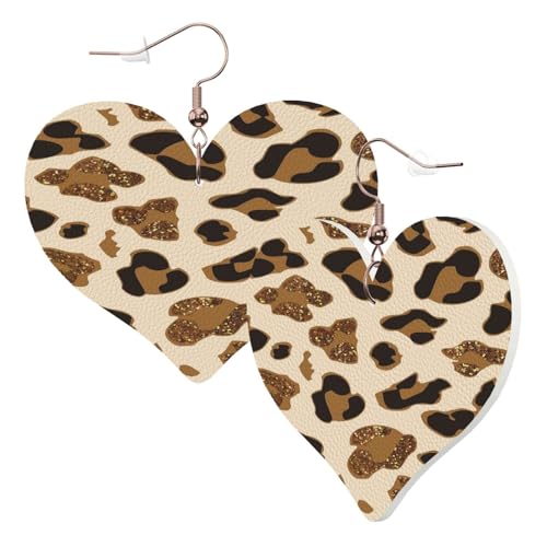 1 Paar Leder-Ohrring für Damen, Leopardenmuster, Leder-Ohrringhaken, geeignet für Party, Alltag, Einheitsgröße von POKIKKJH