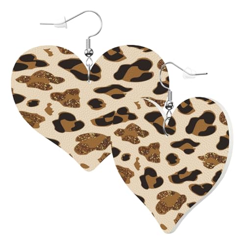 1 Paar Leder-Ohrring für Damen, Leopardenmuster, Leder-Ohrringhaken, geeignet für Party, Alltag, Einheitsgröße von POKIKKJH