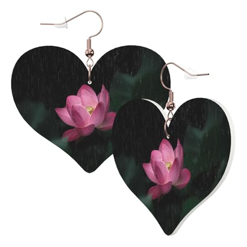 1 Paar Leder-Ohrring für Damen, Lotusblumen-Druck, Leder-Ohrringhaken, geeignet für Party, Alltag, Einheitsgröße von POKIKKJH
