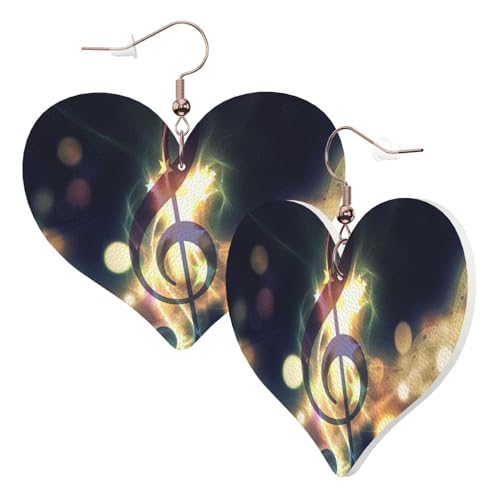 1 Paar Leder-Ohrring für Damen, Musiknoten-Druck, Leder-Ohrringhaken, geeignet für Party, Alltag, Einheitsgröße von POKIKKJH