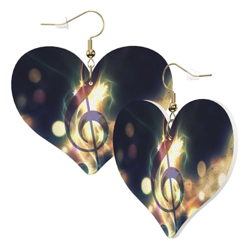 1 Paar Leder-Ohrring für Damen, Musiknoten-Druck, Leder-Ohrringhaken, geeignet für Party, Alltag, Einheitsgröße von POKIKKJH