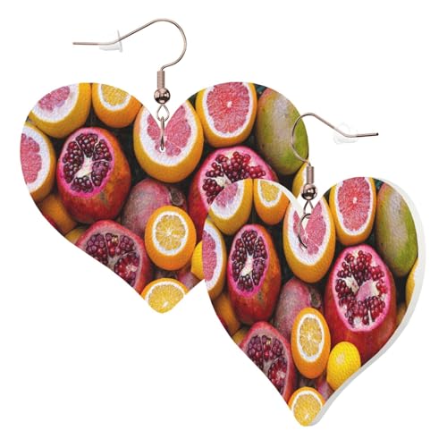 1 Paar Leder-Ohrring für Damen, Obstbild-Druck, Leder-Ohrringhaken, geeignet für Party, Alltag, Einheitsgröße von POKIKKJH