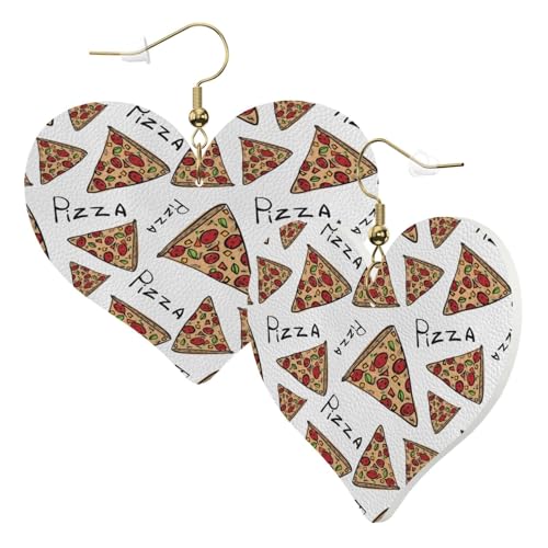 1 Paar Leder-Ohrring für Damen, Pizza-Muster, Leder-Ohrringhaken, geeignet für Party, Alltag, Einheitsgröße von POKIKKJH