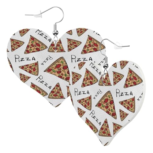 1 Paar Leder-Ohrring für Damen, Pizza-Muster, Leder-Ohrringhaken, geeignet für Party, Alltag, Einheitsgröße von POKIKKJH