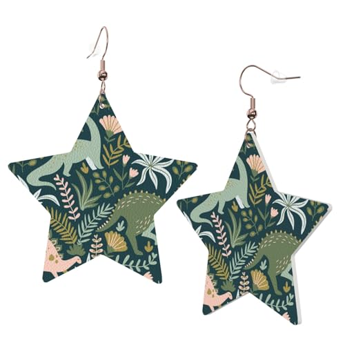 1 Paar Leder-Ohrring für Damen, niedlicher Dinosaurier-Druck, Ohrringhaken, geeignet für Party, Alltag, Einheitsgröße von POKIKKJH