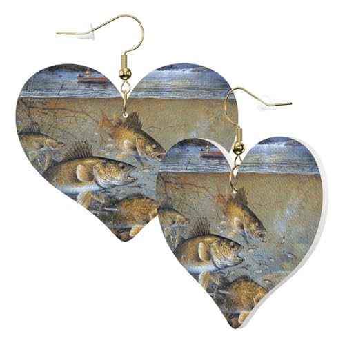 1 Paar Leder-Ohrring für Frauen, Fischermotiv, Leder-Ohrringhaken, geeignet für Partys und den Alltag, Einheitsgröße von POKIKKJH