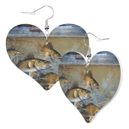 1 Paar Leder-Ohrring für Frauen, Fischermotiv, Leder-Ohrringhaken, geeignet für Partys und den Alltag, Einheitsgröße von POKIKKJH