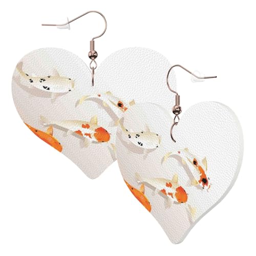1 Paar Leder-Ohrring für Frauen, Fischkarpfen mit Punkten, Leder-Ohrringhaken, geeignet für Party, Alltag, Einheitsgröße von POKIKKJH