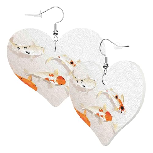 1 Paar Leder-Ohrring für Frauen, Fischkarpfen mit Punkten, Leder-Ohrringhaken, geeignet für Party, Alltag, Einheitsgröße von POKIKKJH