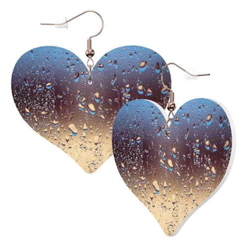 1 Paar Leder-Ohrring für Frauen, Regentropfen auf Glasdruck, Leder-Ohrringhaken, geeignet für Party, Alltag, Einheitsgröße von POKIKKJH