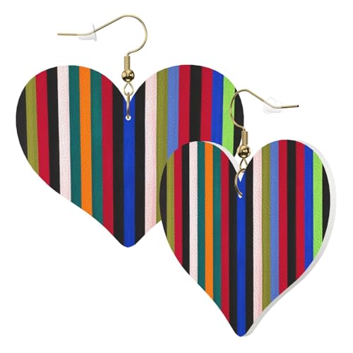 1 Paar Leder-Ohrringe für Damen, farbige Streifen, Leder-Ohrringhaken, geeignet für Partys und den Alltag, Einheitsgröße von POKIKKJH