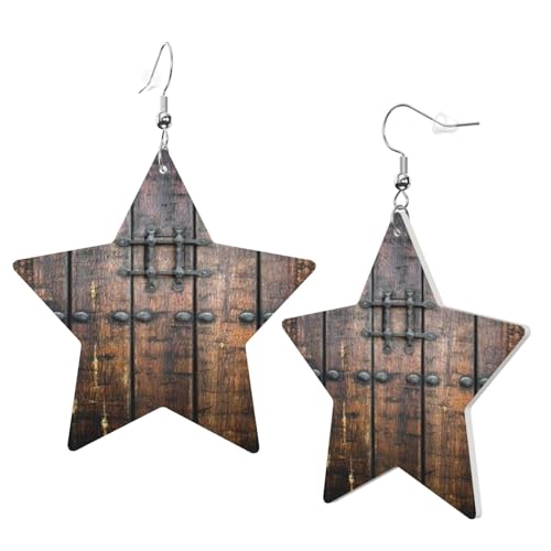 1 Paar Leder-Ohrringe für Damen, rustikaler Stall, Holztür-Druck, Ohrringhaken, geeignet für Partys und den täglichen Gebrauch, Einheitsgröße 1 Paar Leder-Ohrringe für Damen, rustikaler Stall, Holztür-Druck, Ohrringhaken, geeignet für Partys und den täglichen Gebrauch, Einheitsgröße von POKIKKJH