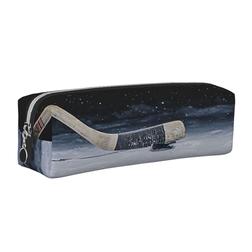 Federmäppchen aus Leder, Federtasche, Hockeyschläger-Druck, mit Reißverschluss, für Arbeit, Büro, für Männer und Frauen, silber, Einheitsgröße, Kulturbeutel von POKIKKJH