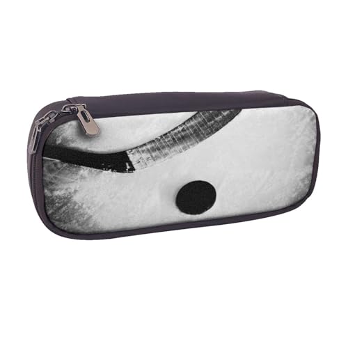 Federmäppchen aus Leder, großes Fassungsvermögen, Eishockey-Kunstdruck, Doppelreißverschluss, Flip-Top-Federmäppchen Federmäppchen aus Leder, großes Fassungsvermögen, Eishockey-Kunstdruck, Doppelreißverschluss, Flip-Top-Federmäppchen von POKIKKJH