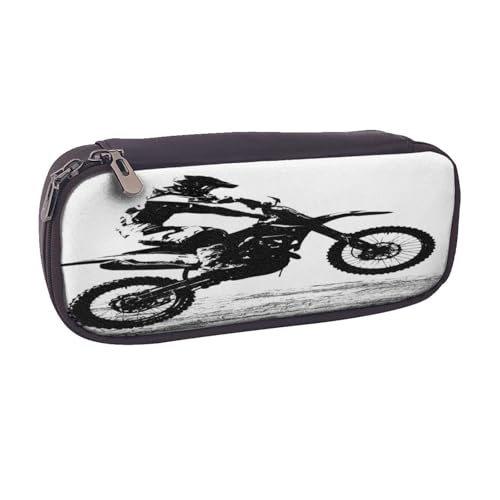 Federmäppchen aus Leder, großes Fassungsvermögen, Federtasche, Rennauto, Doppelreißverschluss, Flip-Top-Stiftetui von POKIKKJH