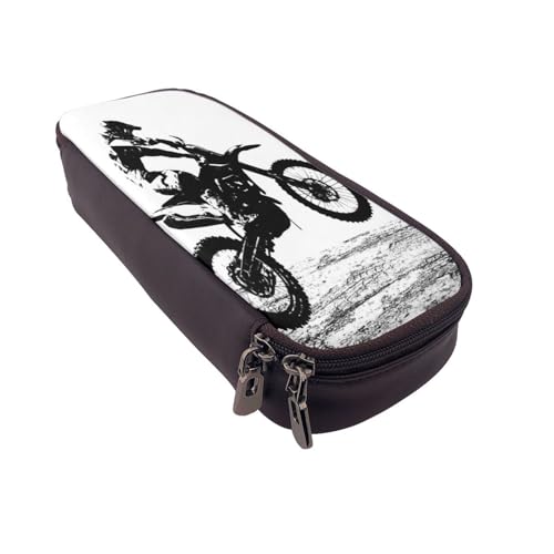 Federmäppchen aus Leder, großes Fassungsvermögen, Federtasche, Rennauto, Doppelreißverschluss, Flip-Top-Stiftetui von POKIKKJH