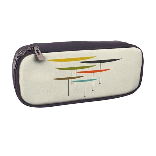 Federmäppchen aus Leder, großes Fassungsvermögen, modernes Design, Doppelreißverschluss, Stifteetui von POKIKKJH