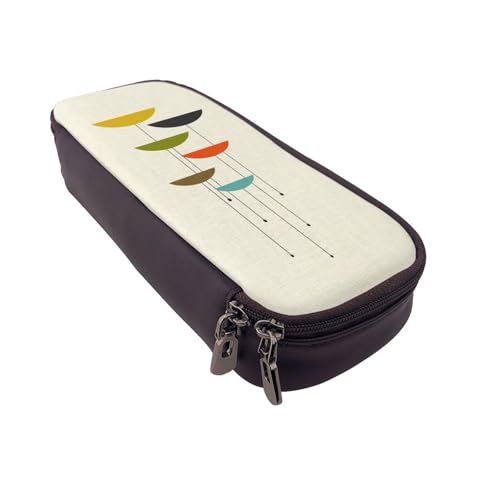 Federmäppchen aus Leder, großes Fassungsvermögen, modernes Design, Doppelreißverschluss, Stifteetui von POKIKKJH