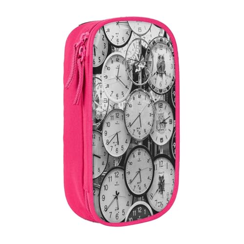 Federmäppchen mit großem Fassungsvermögen, Federmäppchen, Uhr-Kunstdruck, Doppelreißverschluss, rose, Einheitsgröße, Kulturbeutel Federmäppchen mit großem Fassungsvermögen, Federmäppchen, Uhr-Kunstdruck, Doppelreißverschluss, rose, Einheitsgröße, Kulturbeutel von POKIKKJH