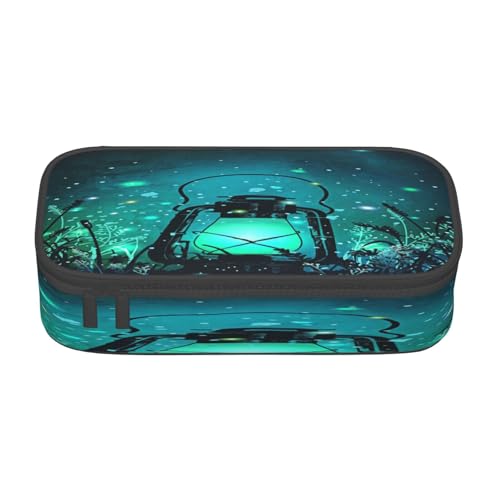 Federmäppchen mit großem Fassungsvermögen, Motiv: Glühwürmchen und Laterne, mehrlagiges Schreibwaren-Federmäppchen von POKIKKJH